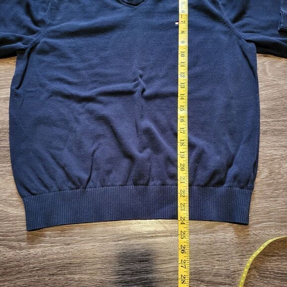Tommy Hilfiger Men's V Neck Cotton Navy Sweater - Size Large - Picture 9 of 9